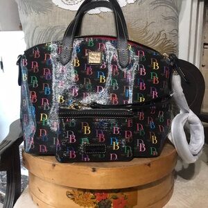 Dooney & Bourke Black Multi Satchel + Wristlet Set